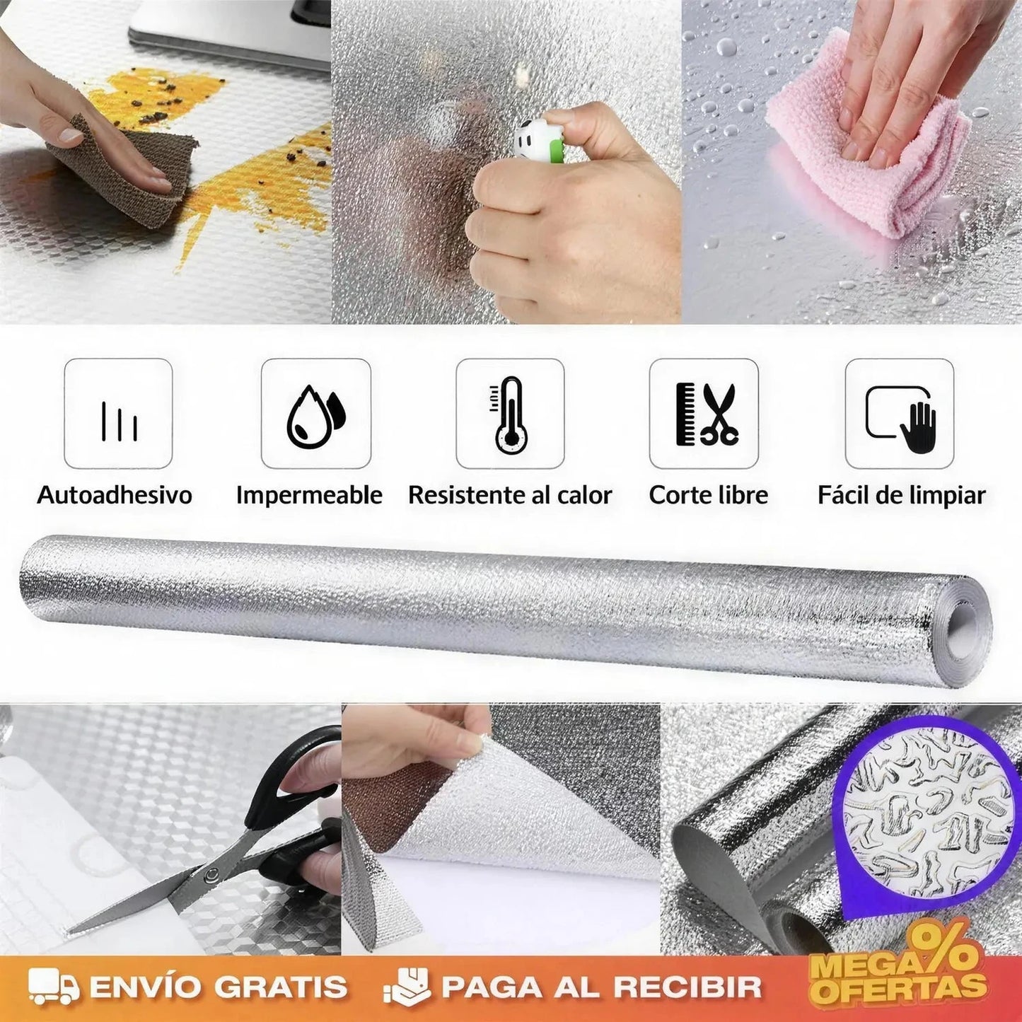 Papel Aluminio Adhesivo para Cocina - Imagen 5