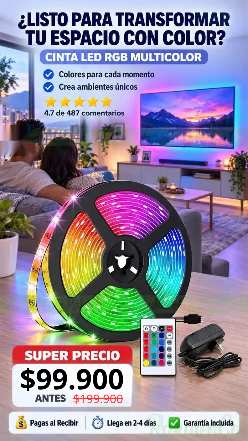 Cinta Led Ibek 5m RGB Multicolor Con Control Dimeable