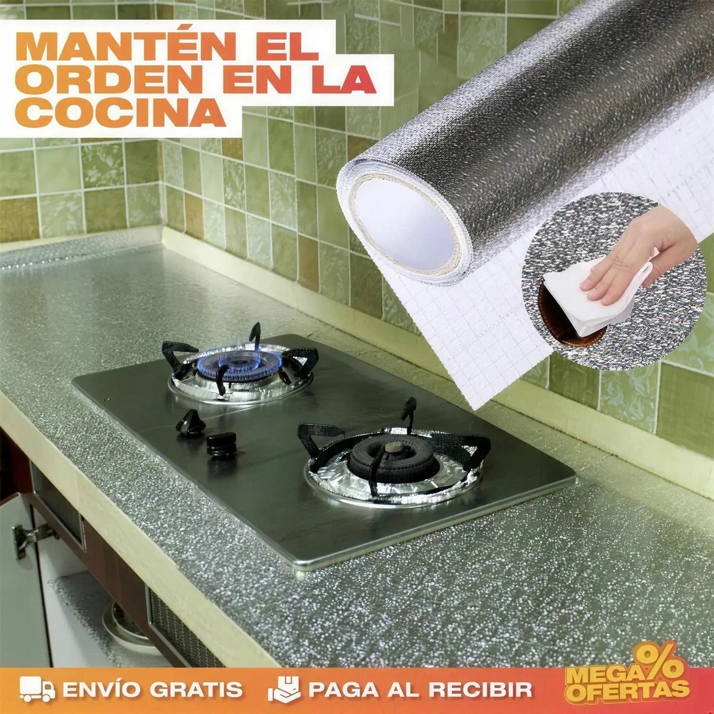 Papel Aluminio Adhesivo para Cocina - Imagen 4