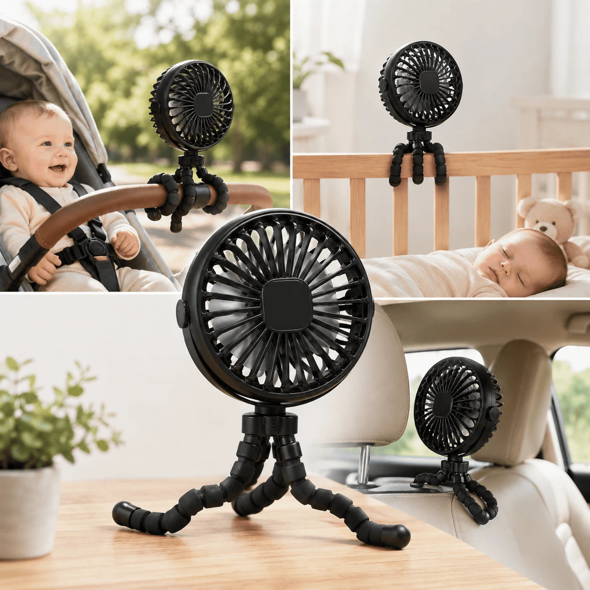 Ventilador Portátil para Coche y Cuna - Frescura adaptable - Imagen 4